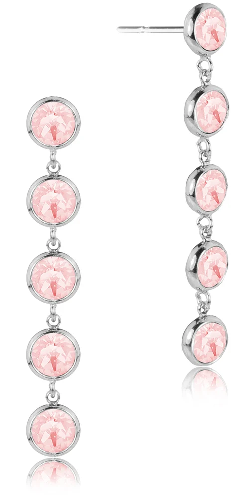LUISIA® Ohrringe "Calanthe" mit fünf Premium Kristallen - Silber / Light Rose