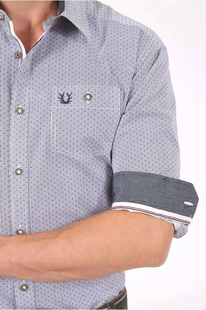 Krüger Herren Trachtenhemd "Rune" mit Hirschstickerei 901331 - Blau