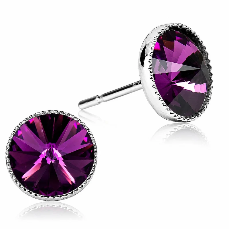 LUISIA® Solitär Ohrstecker "Joy" mit Kristallen von Swarovski® | Amethyst