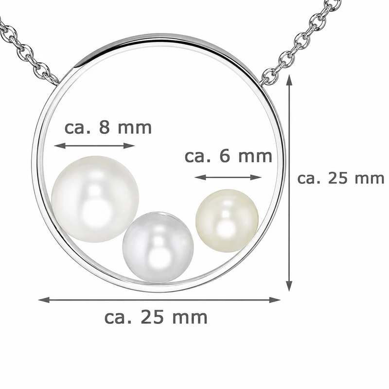LUISIA® Halskette "Ring mit Perlen" 67029 | 925 Silber (50 cm Länge)