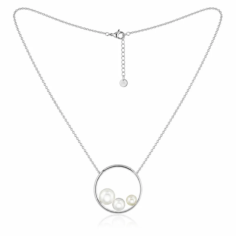 LUISIA® Halskette "Ring mit Perlen" 67029 | 925 Silber (50 cm Länge)