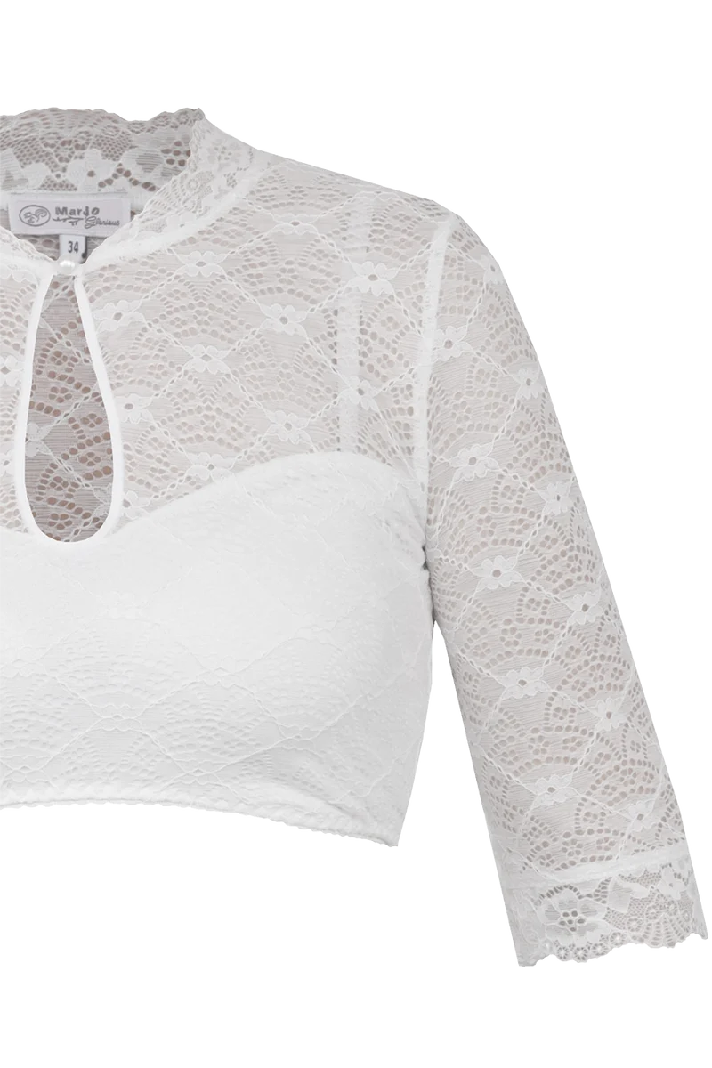 Dirndlbluse mit Tropfenausschnitt und floraler Spitze