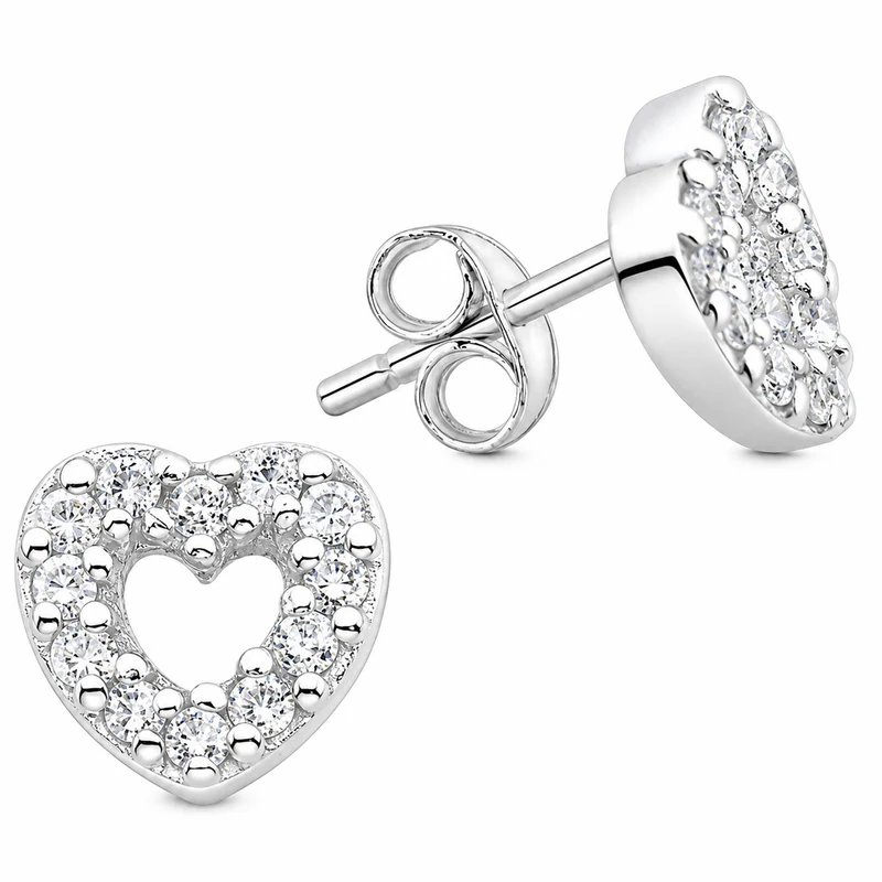 LUISIA® Ohrstecker "Herz mit Zirkonia" - 925 Sterling Silber