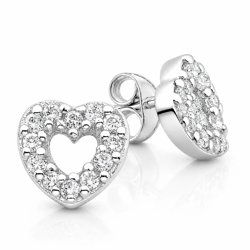 LUISIA® Ohrstecker "Herz mit Zirkonia" - 925 Sterling Silber