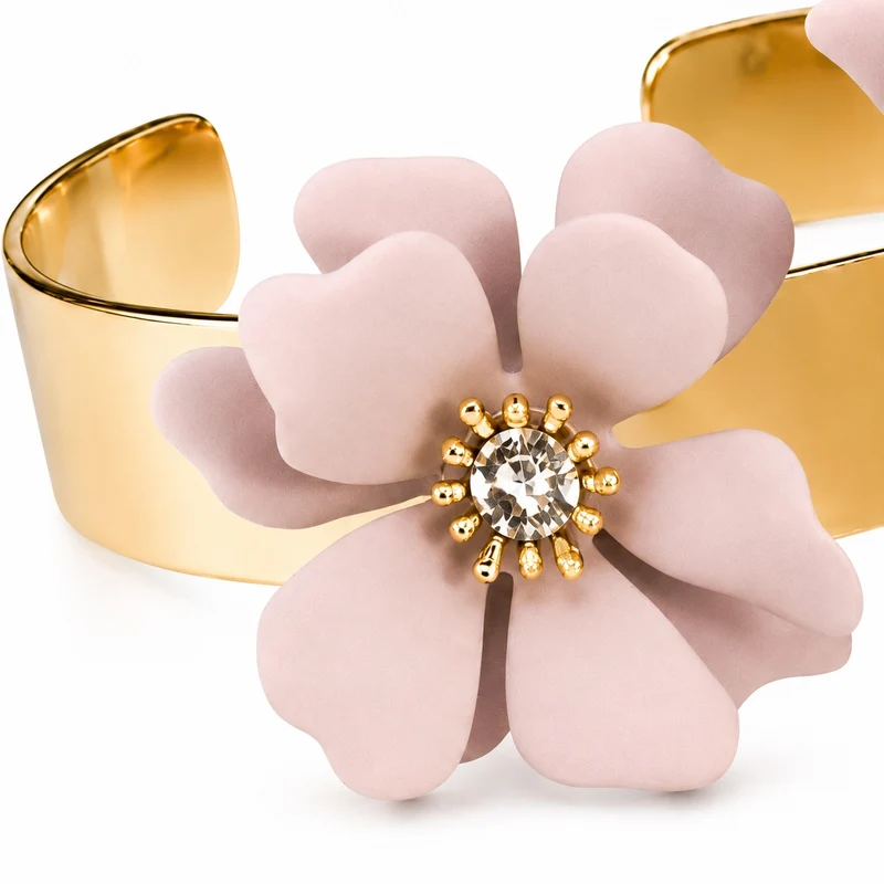 LUISIA® Armreif Armspange "Nelia" mit Blumen - 16 Karat vergoldet | Altrosa