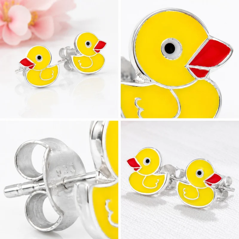 LUISIA® Ohrstecker Kinder "Gelbe Ente" | 925 Silber - Ohrringe
