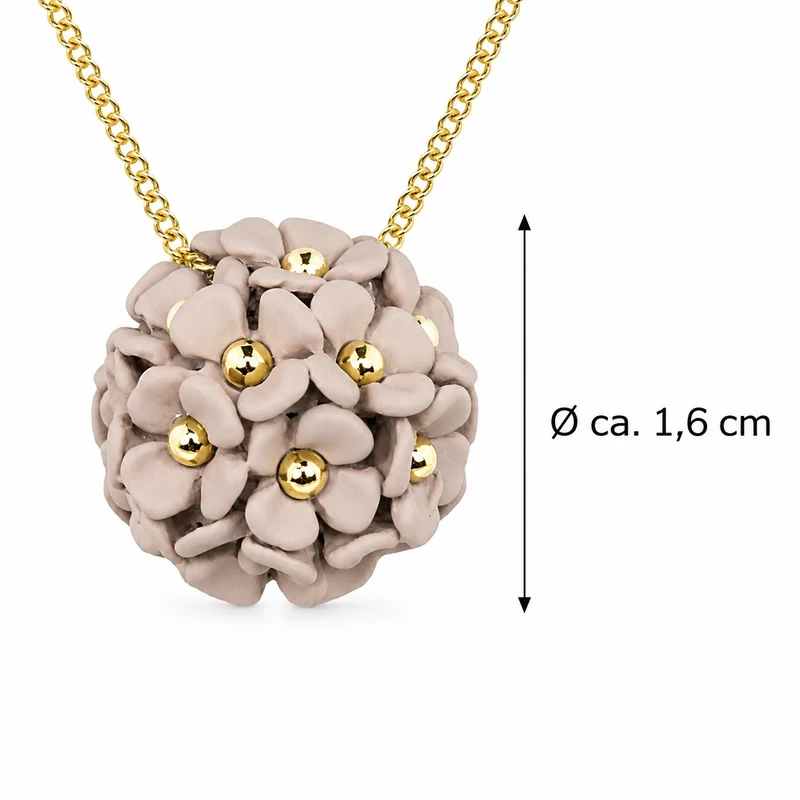 LUISIA® Halskette "Mia" mit Blüten Kugel - 16 Karat vergoldet | Sand