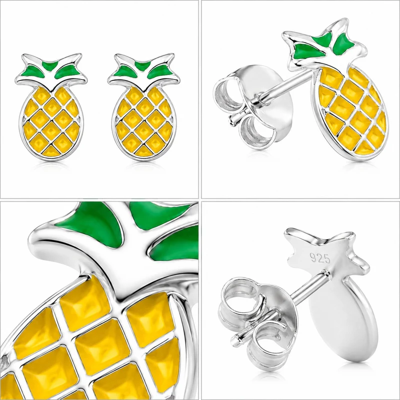 LUISIA® Kinder Ohrstecker "Ananas" - Ohrringe | 925 Silber