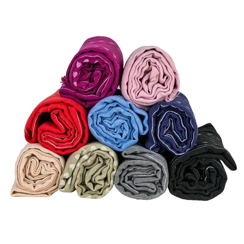 Halstuch Schal Unifarben mit Herzen und Glitzer Streifen 185 x 70 cm | Hellblau
