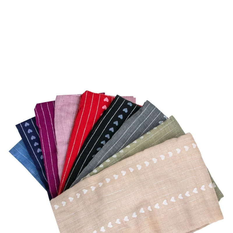 Halstuch Schal Unifarben mit Herzen und Glitzer Streifen 185 x 70 cm | Hellblau