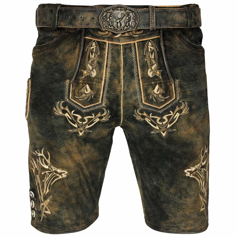 MADDOX Kurze Herren Lederhose "Felixsee" mit Gürtel | Antik H. Schiefer