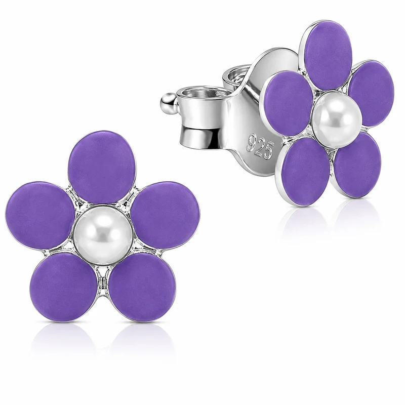 LUISIA® Ohrstecker "Blume" - 925 Sterling Silber | Lila