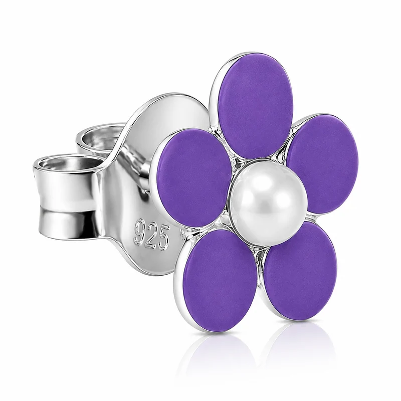 LUISIA® Ohrstecker "Blume" - 925 Sterling Silber | Lila