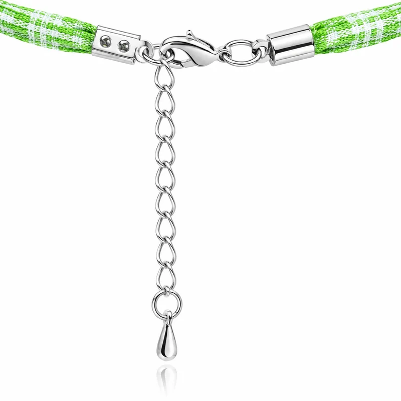 LUISIA® Kinder Halskette "Kariert mit Herz" mit Kristallen von Swarovski® | Hellgrün