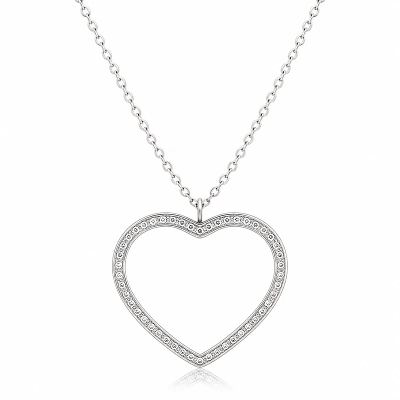 LUISIA® Halskette mit Strass Herz-Anhänger | Edelstahl 80cm Länge