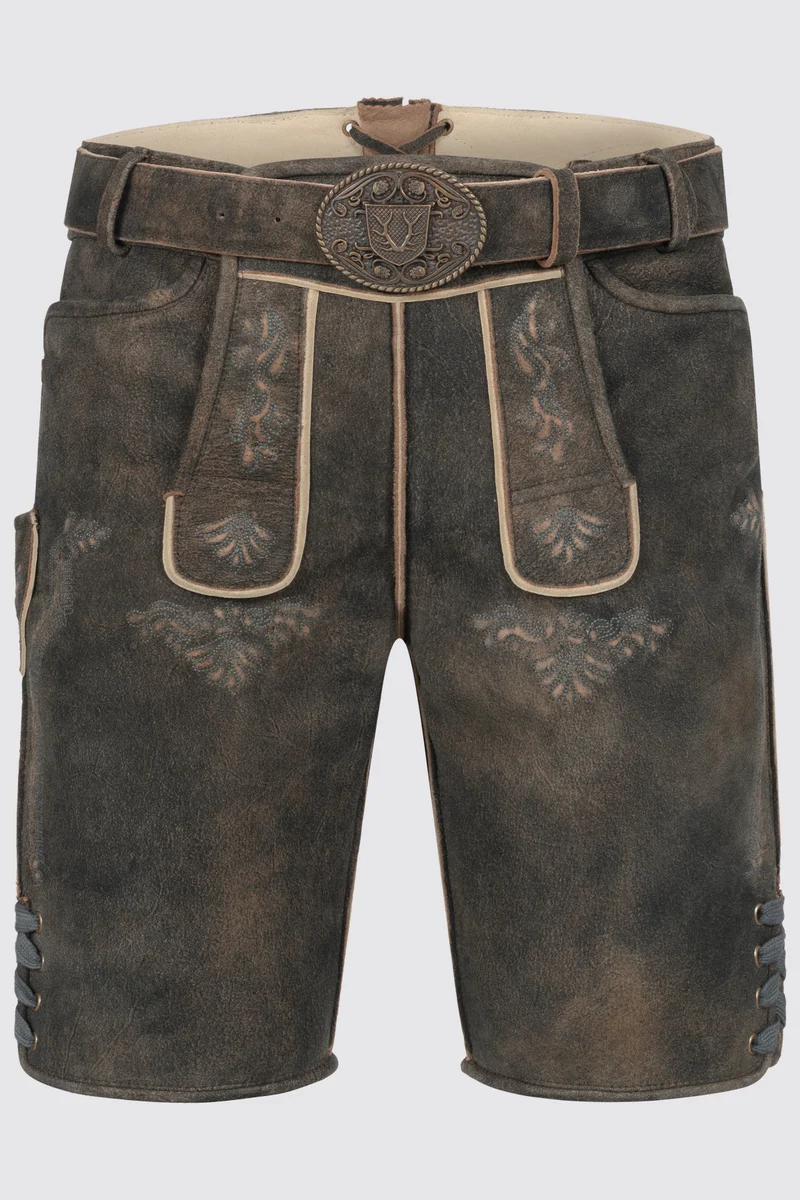 Herren Lederhose CURTIS mit Gürtel % - Krüger Buam - 962870-000-0076