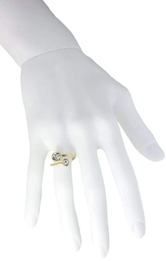 LUISIA® Ring "Fjella" mit zwei Premium Kristallen | Silber / Black Diamond