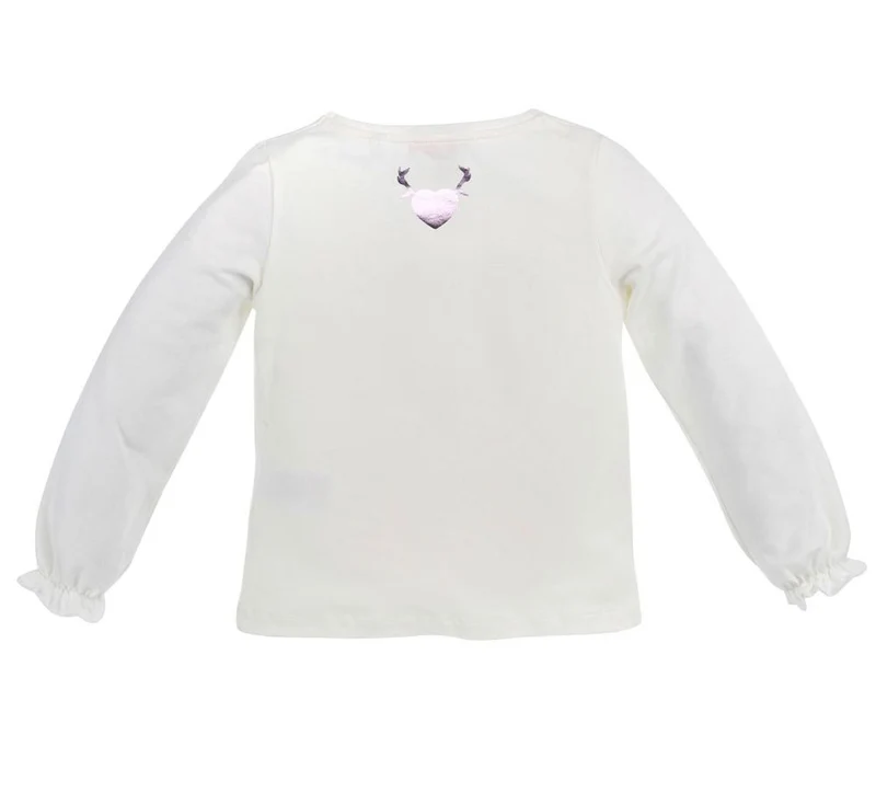 BONDI Mädchen Langarm Shirt "Miss Alpenglück" Bambi 26070 - Weiß