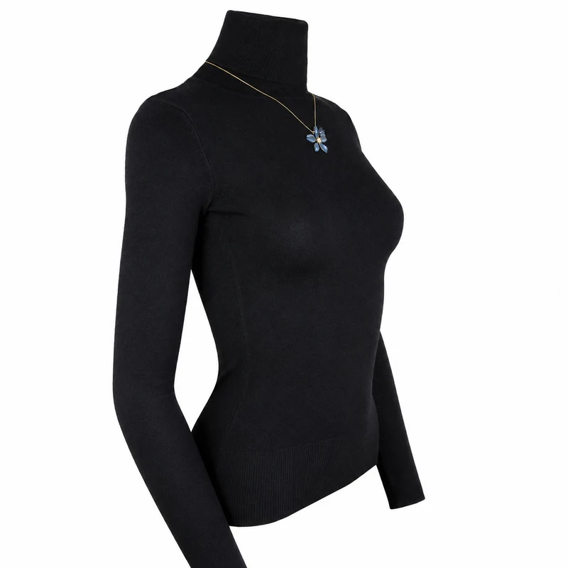 LUISIA® Halskette "Nelia" mit Blumen - 16 Karat vergoldet | Dunkelblau