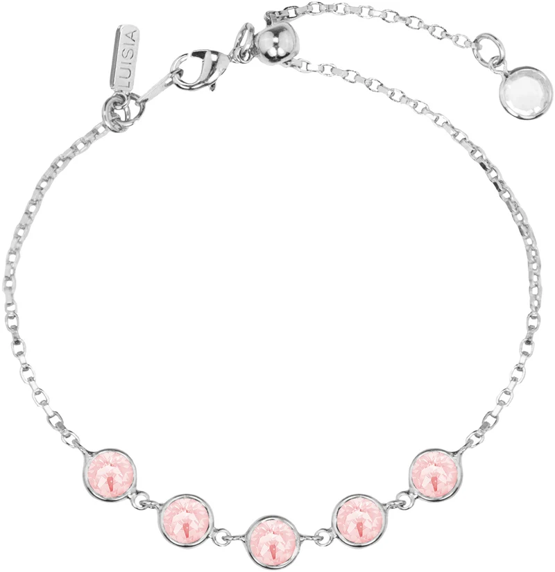 LUISIA® Armband "Calanthe" mit fünf Premium Kristallen - Silber / Light Rose