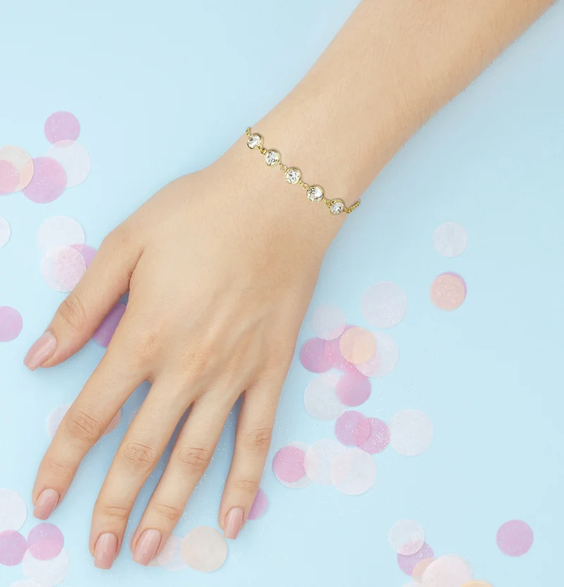LUISIA® Armband "Calanthe" mit fünf Premium Kristallen - Silber / Light Rose