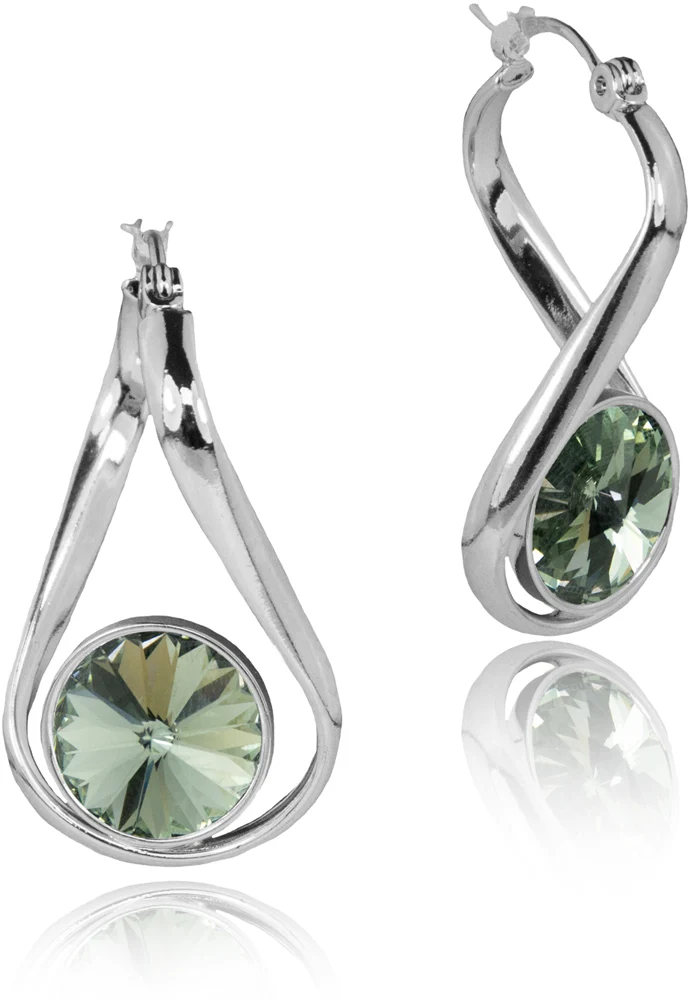 LUISIA® Geschwungene Ohrringe "Alea" mit Premium Kristall - Silber / Black Diamond
