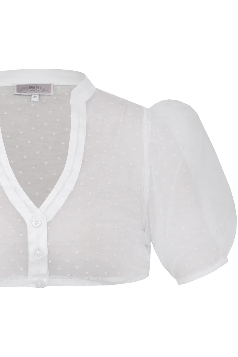 Dirndlbluse transparent mit Punkten - offwhite