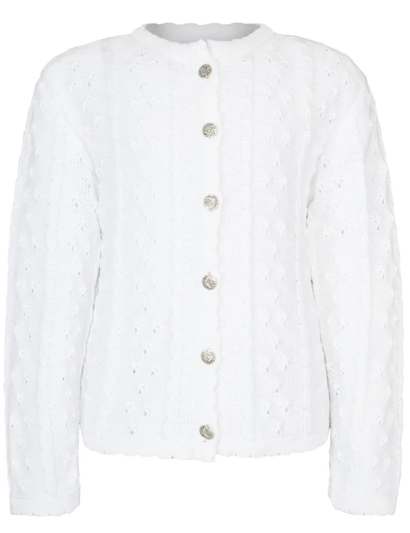 Isar-Trachten Kinder Strickjacke "Leonie" Ajourmuster 47063 | Weiß