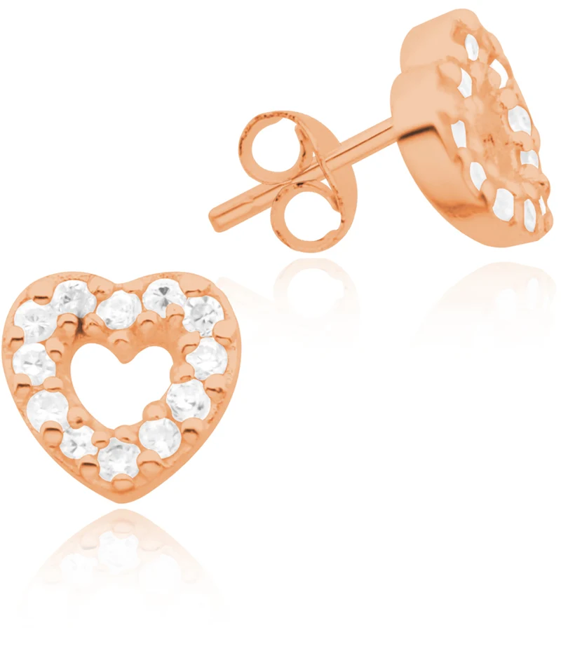 LUISIA Ohrstecker Herz mit Zirkonia - 925 Sterling Silber Roségold