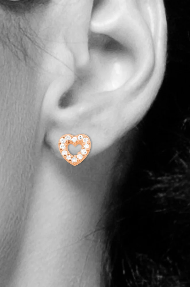 LUISIA Ohrstecker Herz mit Zirkonia - 925 Sterling Silber Roségold