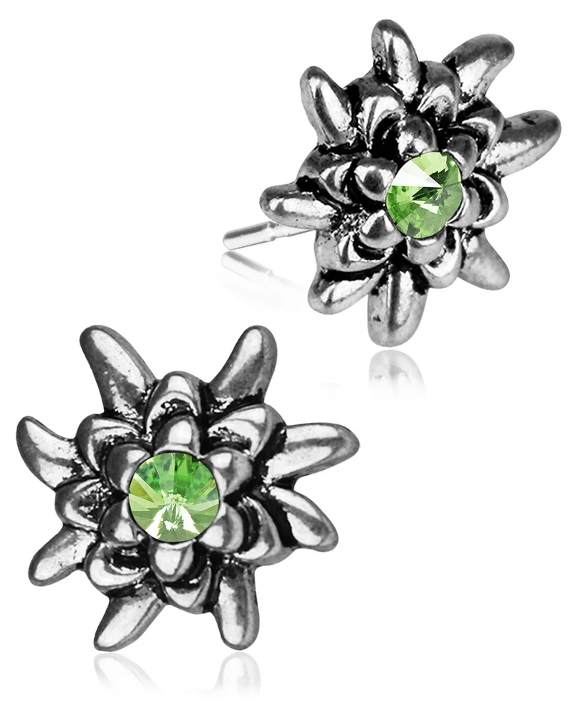LUISIA® Edelweiß Ohrstecker "Emilia" mit Premium Kristallen | Peridot / Apfelgrün