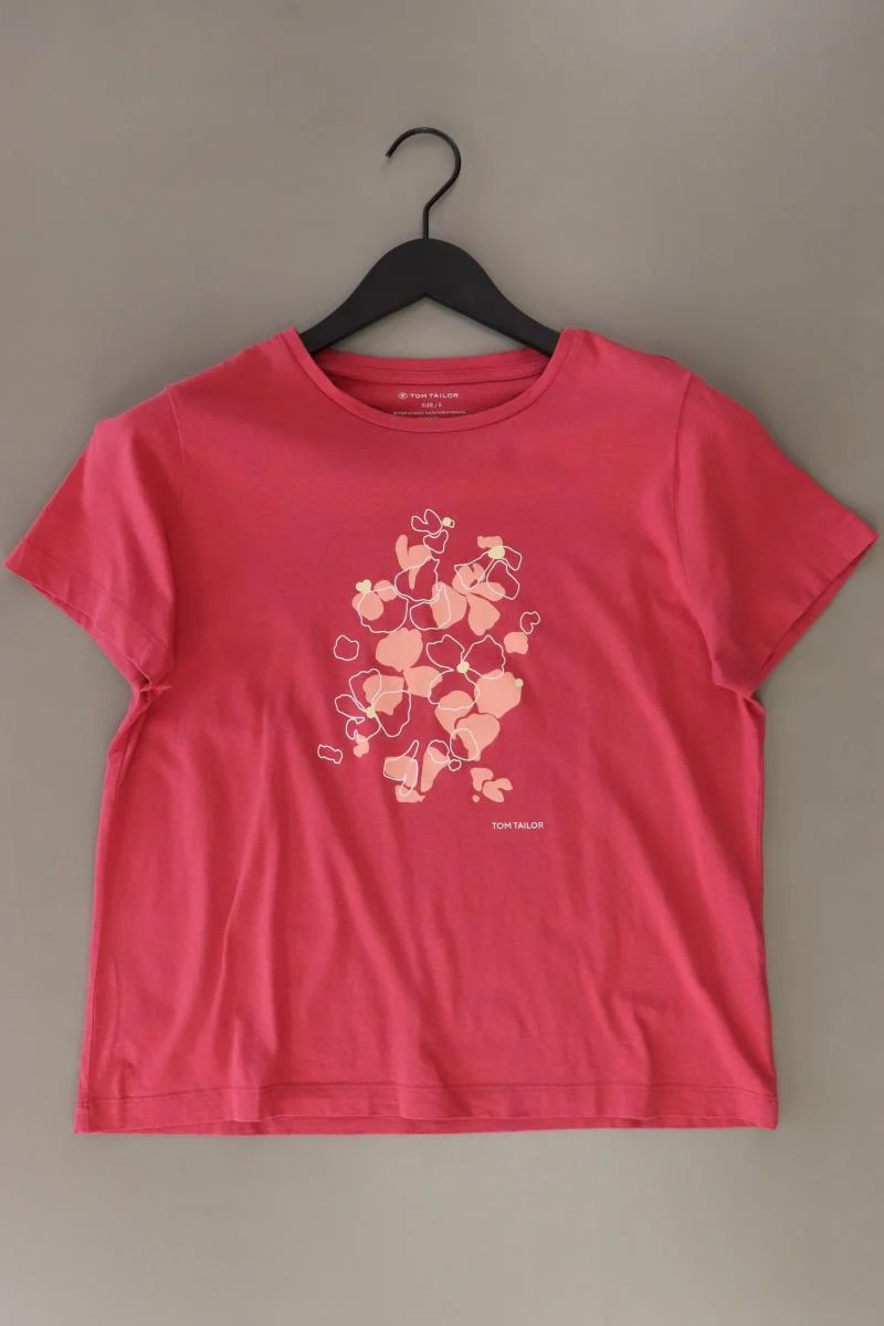 Tom Tailor T-Shirt Gr. S mit Blumenmuster Kurzarm rot aus Baumwolle