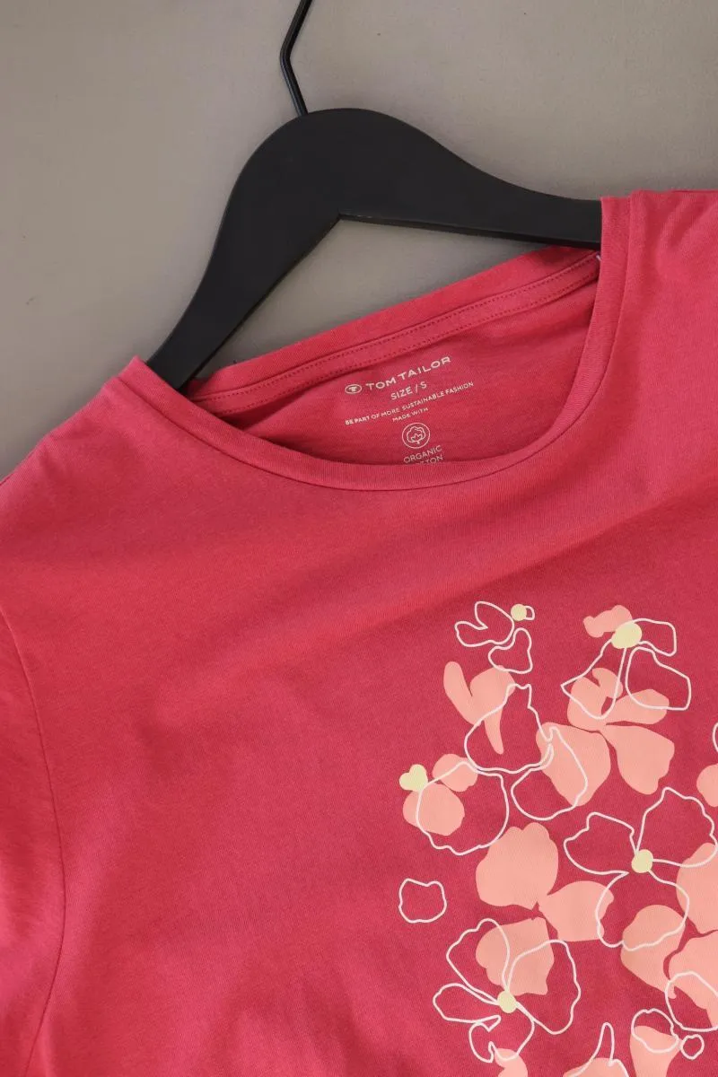 Tom Tailor T-Shirt Gr. S mit Blumenmuster Kurzarm rot aus Baumwolle