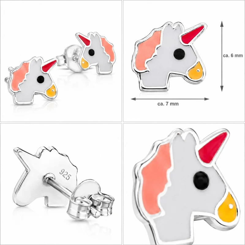 LUISIA Ohrstecker Einhorn Unicorn - 925 Sterling Silber