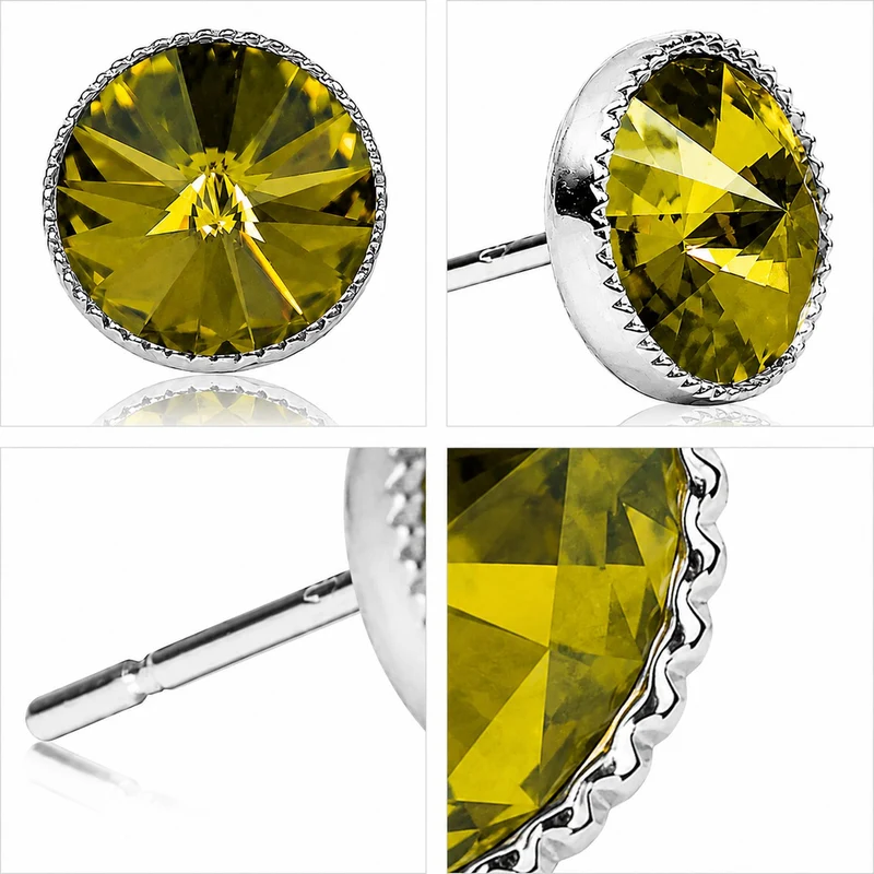 LUISIA® Solitär Ohrstecker "Joy" mit Kristallen von Swarovski® | Olivgrün