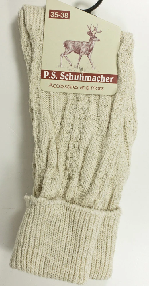 Kurze Trachtensocken mit Zopfmuster Natur