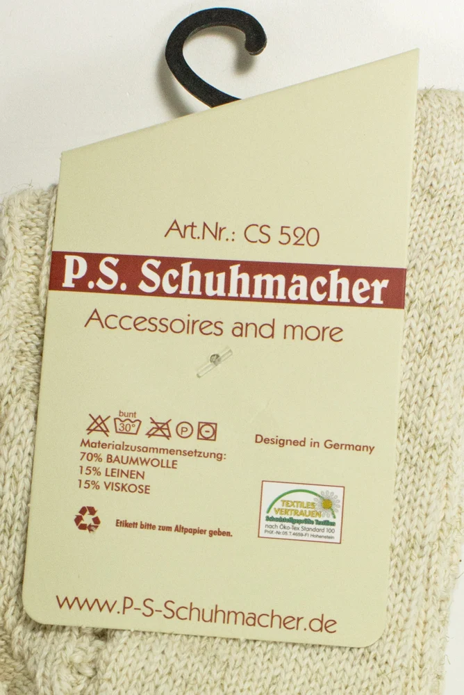 Kurze Trachtensocken mit Zopfmuster Natur