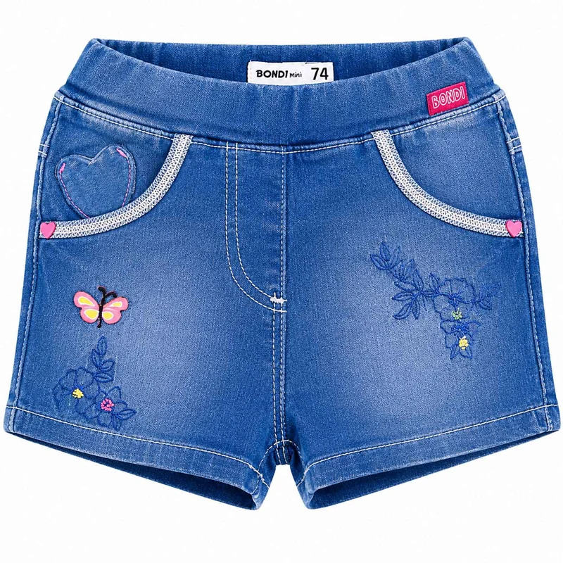 BONDI Baby Kinder Jeansshorts "Butterfly"- Blau 86584 | Kurze Jeans