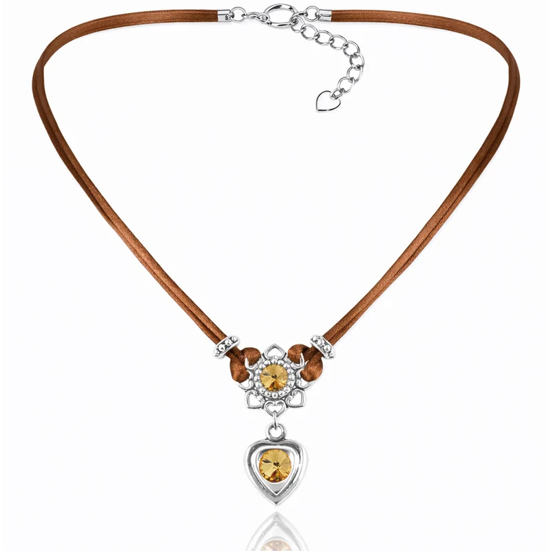 LUISIA® Halskette "Chiara" Herzblüte - Kristalle von Swarovski® | Braun