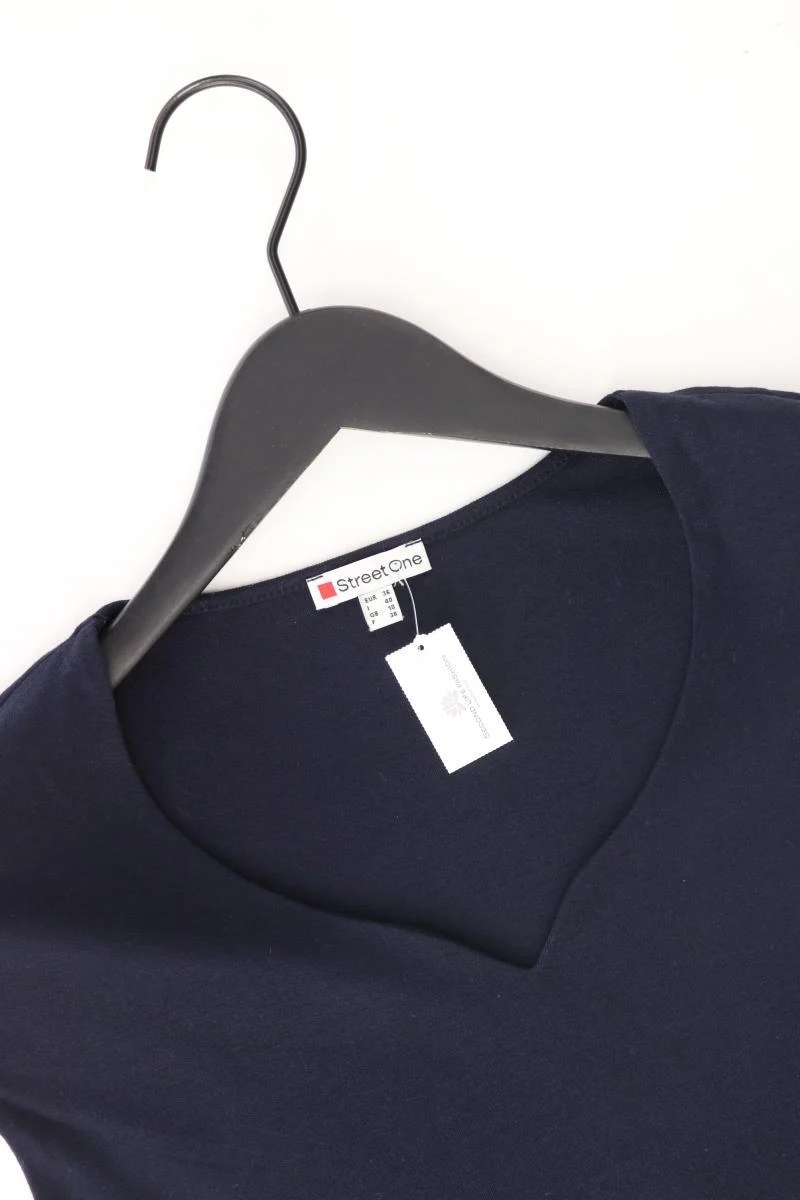 Street One Shirt mit V-Ausschnitt Gr. 36 Kurzarm blau aus Baumwolle