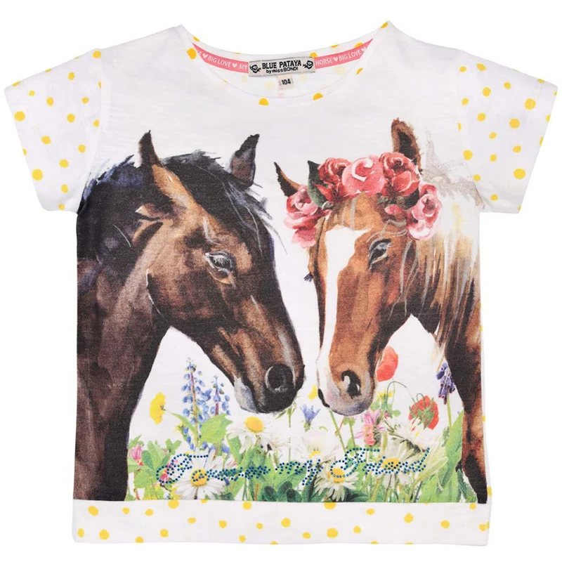 BONDI T-Shirt "Friends" mit Pferde Print 36204 - Weiß | Mädchen Kurzarmshirt