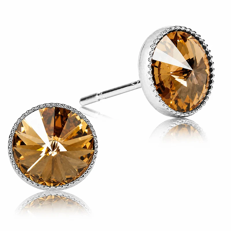 LUISIA® Solitär Ohrstecker "Joy" mit Kristallen von Swarovski® | Light Col. Topaz