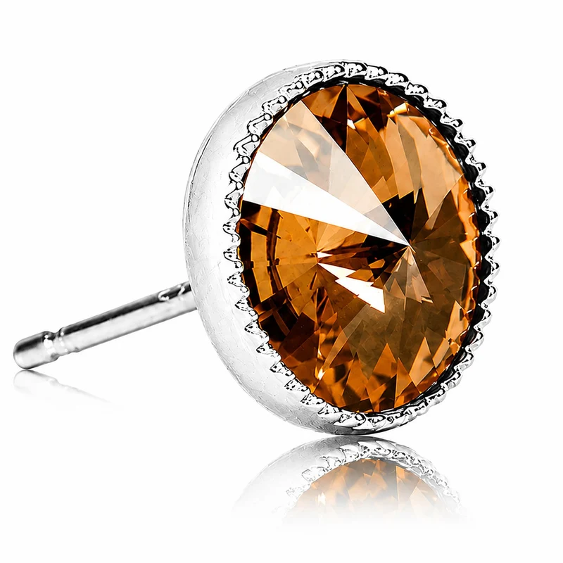 LUISIA® Solitär Ohrstecker "Joy" mit Kristallen von Swarovski® | Light Col. Topaz
