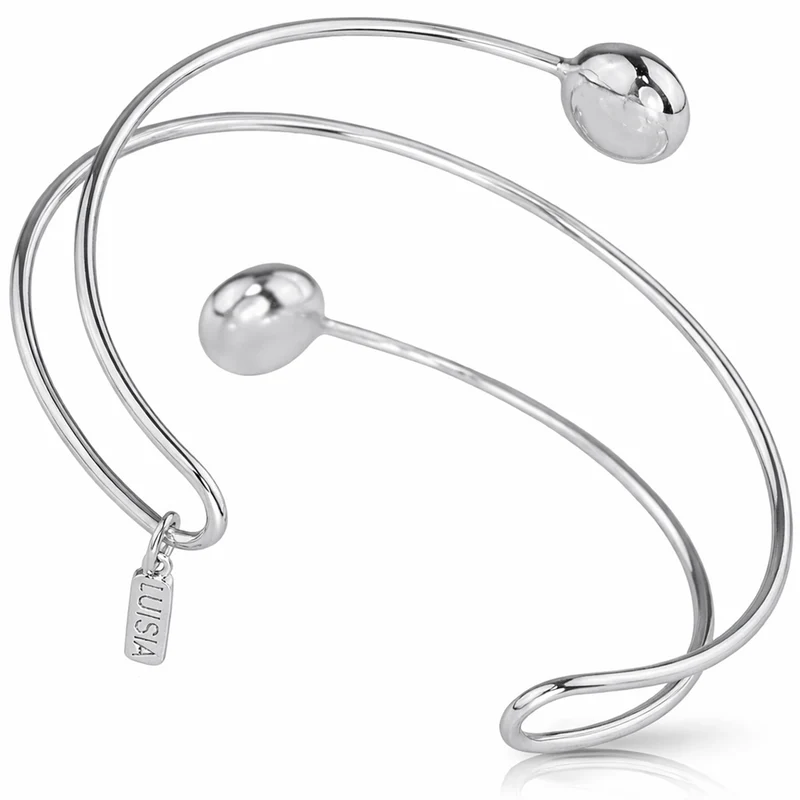 LUISIA® Spiral Armreif "Fjella" mit zwei Premium Kristallen - Silber / Light Rose