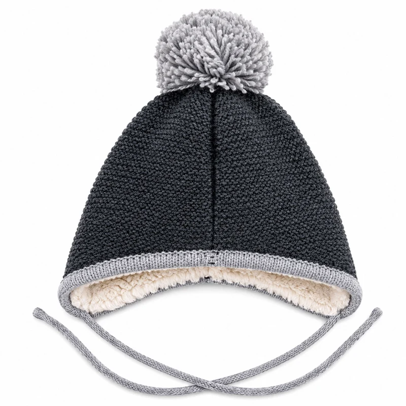 BONDI Baby Kleinkinder Strickmütze "Lausbub" 91584 | Anthra Melange