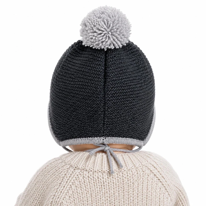 BONDI Baby Kleinkinder Strickmütze "Lausbub" 91584 | Anthra Melange