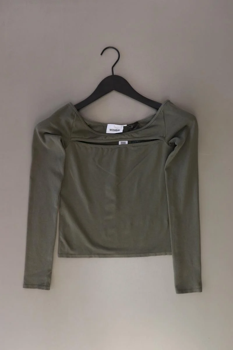 Weekday Cropped Shirt Gr. XS Langarm olivgrün aus Polyamid