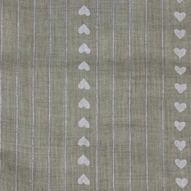 Halstuch Schal Unifarben mit Herzen und Glitzer Streifen 185 x 70 cm | Olivgrün