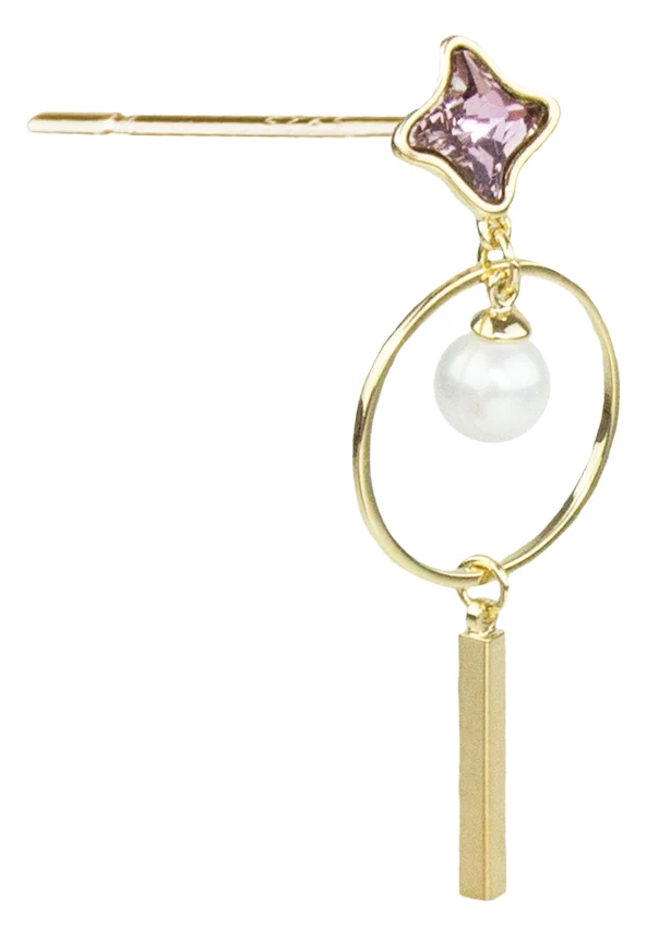LUISIA® Ohrstecker mit Ring, Perle und Premium Kristallen vergoldet - Lila