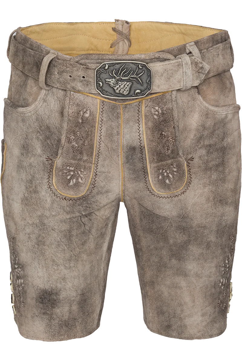 Herren Lederhose kurz bestickt mit Gürtel